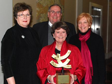 Front: Nan Long Sanders  Back: Delta State Associate Vice President for Finance and Administration Dr. Myrtis Tabb, Delta State President Dr. John M. Hilpert, BPAC Executive Director Roseann Buck